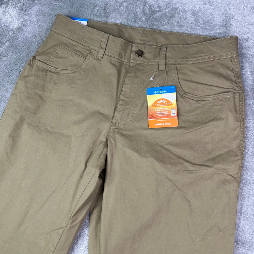Columbia Rapid Rivers Pant Mens 32x30 Khaki Solid Regular Fit Straight Leg